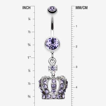 Detail View 1 of Dazzling Royal Crown Belly Ring-Tanzanite